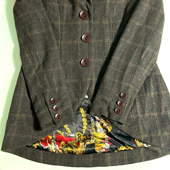 CAbi Wool Blend Plaid Tailored Blazer Suit Jacket - Lined Tartan Business Casual - Picture 4 of 5